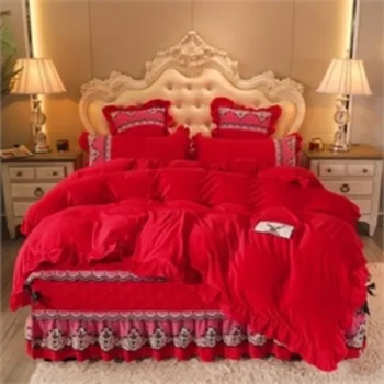 lovos sijono komplektas europietiško stiliaus lovos sijonas lengvas prabangus lovos užvalkalas pagalvės užvalkalas Hualace rinkinys didelio dydžio guodėjas