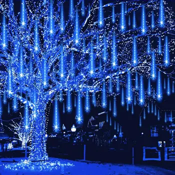 LED meteorų dušo lietaus žibintai Vandeniui atsparūs krintantys lietaus lašai Fėjų styginių lemputė Kalėdų šventiniam vakarėliui Vidinis kiemas Dekoras 30CM