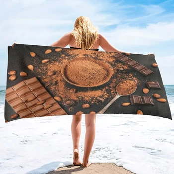 Šokoladas spausdinti Paplūdimio rankšluostis Mikropluoštas Negabaritinis kelioninis rankšluostis Lengvas kompaktiškas paplūdimio aksesuaras maudynėms, stovyklavimui, atostogoms