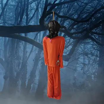Helovino antrankiais surakinta oranžinė kalėjimo uniforma su juodu maišelio dangčiu Naujas novatoriškas