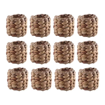 Vandens hiacinto servetėlių žiedų rinkinys iš 12, rankomis austi sodybos servetėlių žiedai, kaimiški servetėlių žiedai gimtadienio šventei
