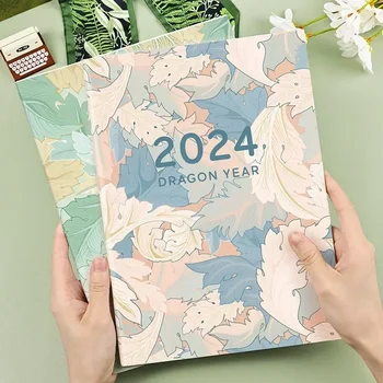 2024 Originalus šviežio kalendoriaus planavimo sąsiuvinis 365 dienų efektyvumo vadovas Sąsiuvinis A4a5 plano knyga Kawaii dienoraščio knygos dovana