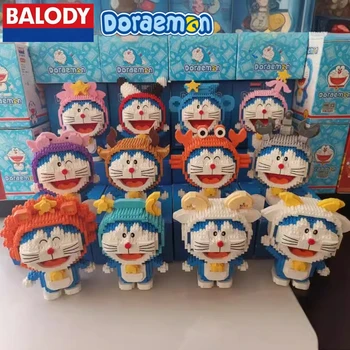 BALODY Doraemon dvylika žvaigždynų statybinių blokų Kawaii sunkus surinkimo modelis edukaciniai vaikų žaislai gimtadienio dovana