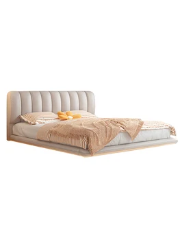 Pakabinama kreminė vėjo pakabinama odinė lova, pagrindinis miegamasis yra paprastas ir modernus, o ins yra kūrybingas ir naujas