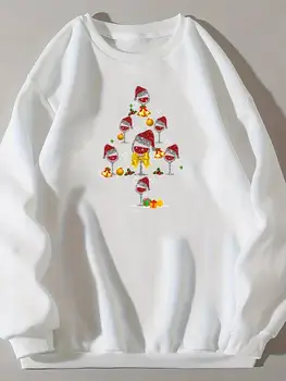 Moterų vyno stiliaus tendencija Akvarelė Mada Moteriški drabužiai Kalėdų šventė Naujųjų metų drabužiai Grafiniai megztiniai Spausdinti Džemperiai