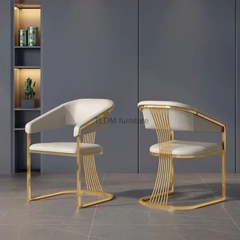 Prabangus dizainas Minkštas loftas Svetainės kėdės Atlošas Valgomasis Auksinė šiaurietiška kėdė Modernus baras Laisvalaikis Sedie namų baldai