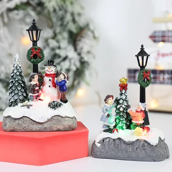 Linksmų kalėdinių dekoracijų Pagrindinis Kalėdų sniego senis Kalėdų dovana Mažas namas Kalėdų stalo dekoravimo pakabukas Navidadas