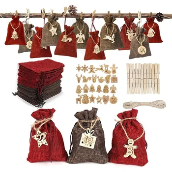 Kalėdinis advento kalendoriaus krepšys Linksmų kalėdinių dekoracijų Kūčių vakarą Kojinių namų durų stalas Židinys Mantija Vaikas 