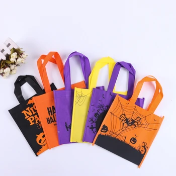 6vnt/lotas Violetinė oranžinė Neaustinės medžiagos Vaiduoklis Raganos dovanų krepšys Helovinas Chrismas Vakarėlio pakavimo reikmenys Saldainių laikymo krepšys