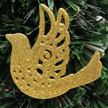 1 gabalas spalvingų aukso miltelių plastikinių balandžių kalėdinių dekoracijų 9.5X9CM kokybiškos kalėdinės puošmenos 