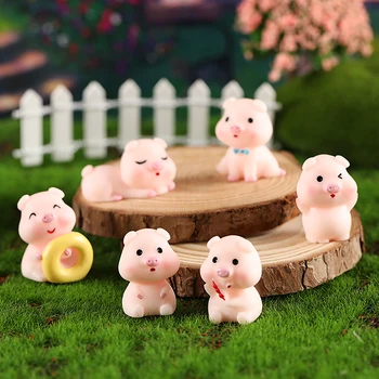 Mini miela kiaulės figūrėlė Gyvūno modelis Samanų mikro peizažas Namų dekoras Miniatiūrinis pasakų sodo dekoravimo aksesuarai