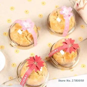 10 lapas/rinkinys Mėnulio pyragų dėžutės Dekoravimo etiketės Sausainių 3D gėlių pyragų konteineriai Lipdukai kinų rudens vidurio dienos dekorui