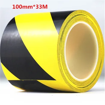 100mm*33M PVC vandeniui atspari grindų įspėjamoji juosta zebro juostos logotipo juosta Geltona juoda Spalvos juosta greitkelių eismui