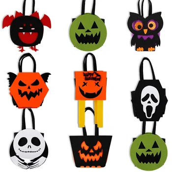 Helovino skeleto šikšnosparnio vaiduoklis demonas saldainių krepšys veltinio audinio krepšys Helovino aksesuarai laimingo Helovino vakarėlio dekoravimui