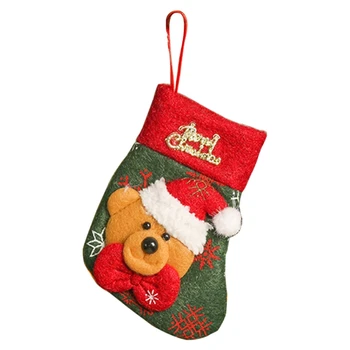 Kalėdinės kojinės Neaustinės Kalėdų senio elnių dovanų saldainių maišelio dekoras