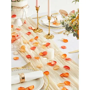 200vnt Šilko rožių žiedlapiai vestuvėms Mergaitės krepšelis Praėjimas Išsibarstymas Vakarienės stalas Puošmenos Vakarėlis Romantiška Nakties dekoracija
