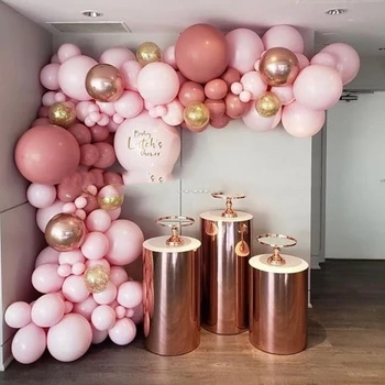 3vnt./set) Skaidrus akrilinis apvalus mentalinis rožinio aukso cokolis vestuvių stovas kūdikių dušo dekoras sunyudao409