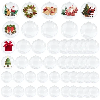 20vnt Kalėdiniai skaidrūs kamuoliukai 4-10cm Plastikinis užpildomas baubas medžių pakabinimui Papuošalai Dekoravimas namų vestuvėms