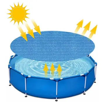 Saulės danga antžeminiam baseinui Apvalus šilumą izoliuojantis baseino antklodės užvalkalas Širdies formos oro burbuliukai Šiluminė antklodė kubilui