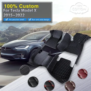 Automobiliniai grindų kilimėliai Tesla Model X 5 Seat 2015~2022 Prabangus kiliminis kilimas Kilimėlis Auto salono dalys Pėdų pagalvėlės odinis kilimėlis Automobilių aksesuarai