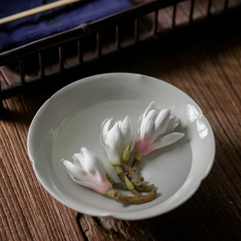 Rankų darbo keramikos magnolijos figūrėlės arbata naminių gyvūnėlių gėlių arbatos ceremonija ir arbatos rinkinys Smilkalų laikiklis Stalo dekoravimo priedai Zen