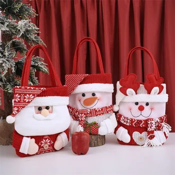 Kalėdų senelio sniego senio elnių dovanų krepšys Vaikų dovanų maišelis Saldainių krepšys Kalėdinė rankinė Linksmų Kalėdų dekoro rankinis paketas Naujieji metai