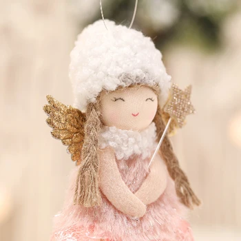 Kalėdinis mielas nėriniuotas angelas lėlė eglutės pakabukas keltuvas Sniego mergaitė Kalėdų langų dekoravimo aksesuarai Šventinis pakabukas