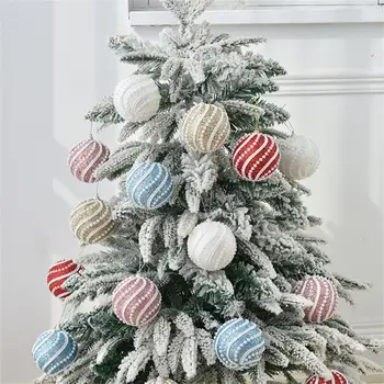 8cm Baltas kalėdinis kamuolys Kalėdų eglutės ornamentas Kalėdų dekoracijos namams 2023 m. Naujųjų metų eglutės dekoratyviniai putplasčio rutuliai