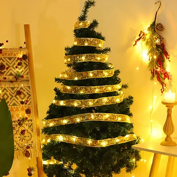 1Pc Kalėdinė dekoracija LED juostelės fėjų lemputės Kalėdų eglutės papuošalai namams 2024 