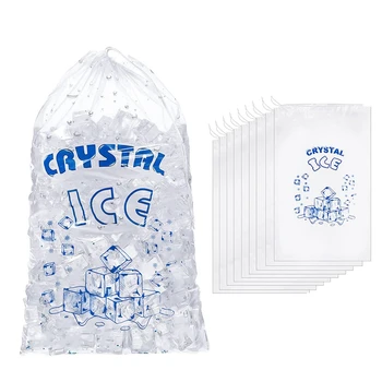 Ledo maišai 8 lb su raišteliu, 100 grafų ledo maišų ledo mašinai, ledo maišų šaldiklio laikytojas