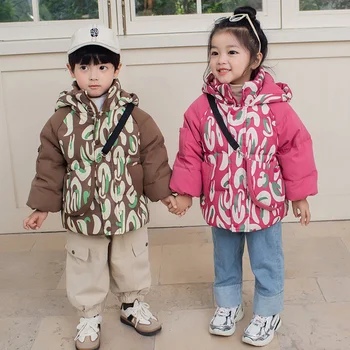 Girls Down Coat Jacket Cotton Windbreak 2023 Šiltas su gobtuvu ir sutirštinti žieminiai slidinėjimo drabužiai dešimt laipsnių žemiau nulio Vaikų drabužiai