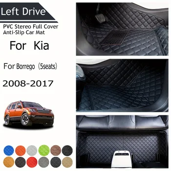【LHD】For KIA For Borrego(5seats) 2008-2017 Trijų sluoksnių PVC stereo pilnas dangtelis Neslystantis automobilio kilimėlis Automobilių grindų kilimėliai Automobilių priedai