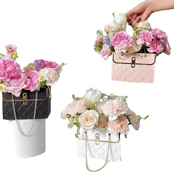 Gėlių krepšys Rožių gėlių pakavimo dėžutė Vestuvių vakarėlis Valentino dienos dovanos Floristas Gėlių dėžutės Vakarėlio favoritas Turėtojas