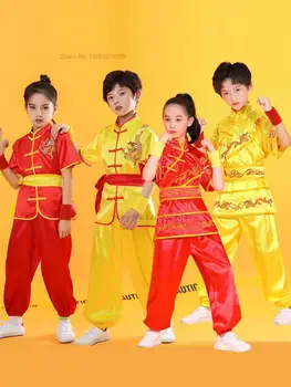 2024 kinų vintažinis wushu tai rinkinys uniformos vaikas drakonas siuvinėjimas wushu kung fu drabužiai rytietiški kovos menai wing chun kostiumas
