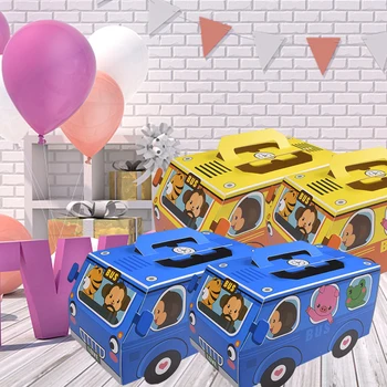 5/10Pcs Animacinis filmas Automobilio saldainių dėžutė Animacinis autobusas Vakarėlis Mieli gyvūnai Saldainių dovanų dėžutė Kūdikių dušas Vaikai Gimtadienio vakarėlis Favor Box reikmenys