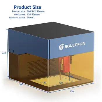 Sculpfun iCube Pro 5W lazerinis graviravimas Nešiojama lazerinė BT graviravimo mašina Dūmų filtro temperatūra medienos graviravimui
