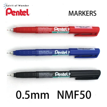 3vnt/6vnt Japonijos pentel aliejaus adatos rašiklis Nuolatinio žymėjimo rašiklis NMF50 Juoda Raudona Mėlyna 0.5MM Biuro reikmenys Mokyklinės kanceliarinės prekės