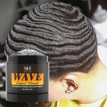 100g Natural Wave Control Pomade juodaodžiams vyrams Strong Hold 360 Waves Layered Style Clay Wavy Grease Builder for Hair Silky Shine