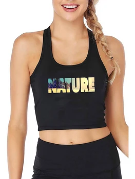 Nature Scenery Art Design Sexy Slim Fit Crop Top Women's The Style Of Vacation Pretty Tank Tops Street Fashion Camisole