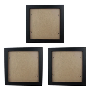 AT14 3X kvadratinio storio pušies medienos nuotraukų rėmelis sieninis paveikslų rėmelis (juodas, 6 colių)
