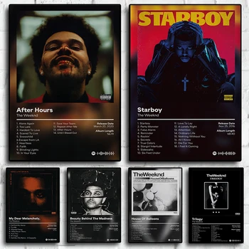 Pop Rap Music Album Cover The Weeknd Plakatas Estetiškas reperis Hip Hop Rock After Hours Starboy Canvas Print Wall Art Room Decor