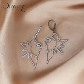 Nerūdijančio plieno saulės veido piešimo auskarai moterims Minimalistiniai papuošalai Auskarai lanku