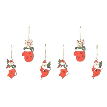 Spalvotas piešinys Pakabinamas pakabukas Kalėdų senelis-sniego senis-briedis Forma Kalėdų eglutė Kabantis ornamentas Šventinės dekoracijos Lengva naudoti