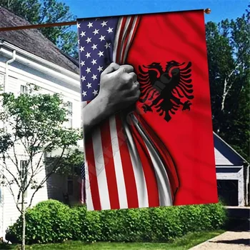 Albanijos Amerikos vėliava 3D pilnas spausdinimas Sodo vėliavos Kabanti namo apdaila