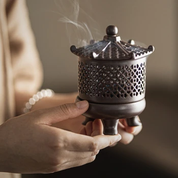 Retro keramikos pagoda Tuščiaviduris aromato degiklis Atgalinis srautas Smilkalų laikiklis Kiniško stiliaus Censer svetainė Namų dekoras