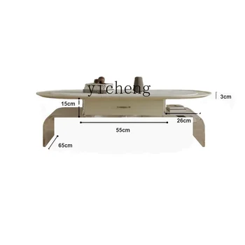 ZC Modernus minimalistinio dizaino akrilinis arbatos stalas Svetainė Namų kremo stilius Kūrybinė akmens plokštelė Ovalus arbatos stalas