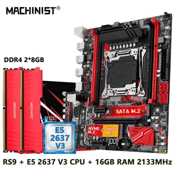 MACHINIST X99 Komplektas Xeon Pagrindinė plokštė LGA 2011-3 Komplektas E5 2637 V3 procesoriaus procesorius DDR4 2*8GB RAM Atmintis M-ATX NVME sata M.2 usb3.0 RS9