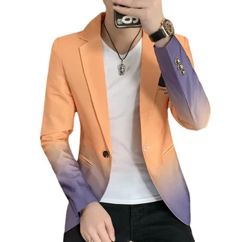 Naujas vyrų mados tendencijų gradiento kostiumas korėjietiška versija plonas prigludimas atsitiktinė universali asmenybė mažas kostiumas švarkas vyriškas viršus