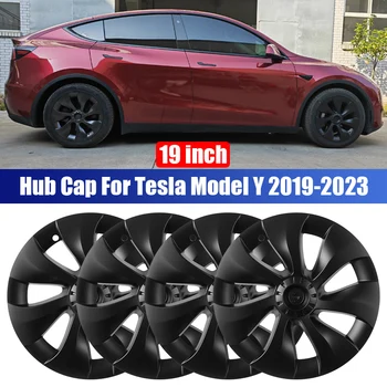 Automotive Hubcap 19 colių automobilio ratų dangtelio rinkinys automobilių aksesuarai Tesla modeliui Y 2019-2023 4PCS stebulės dangtelio keitimas pilnas dangtelis