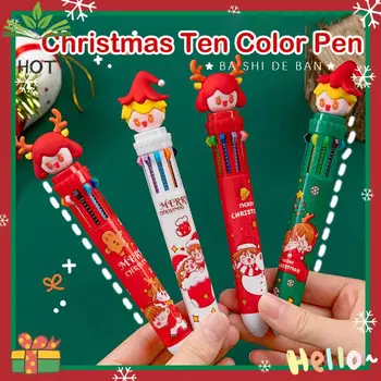 1PC 10 spalvų Kalėdų eglutės gelinis rašiklis Mielas Kawaii tušinukas Įvairiaspalvis rašiklis vaikams Mokyklos rašymo reikmenys Kanceliarinių prekių biuras